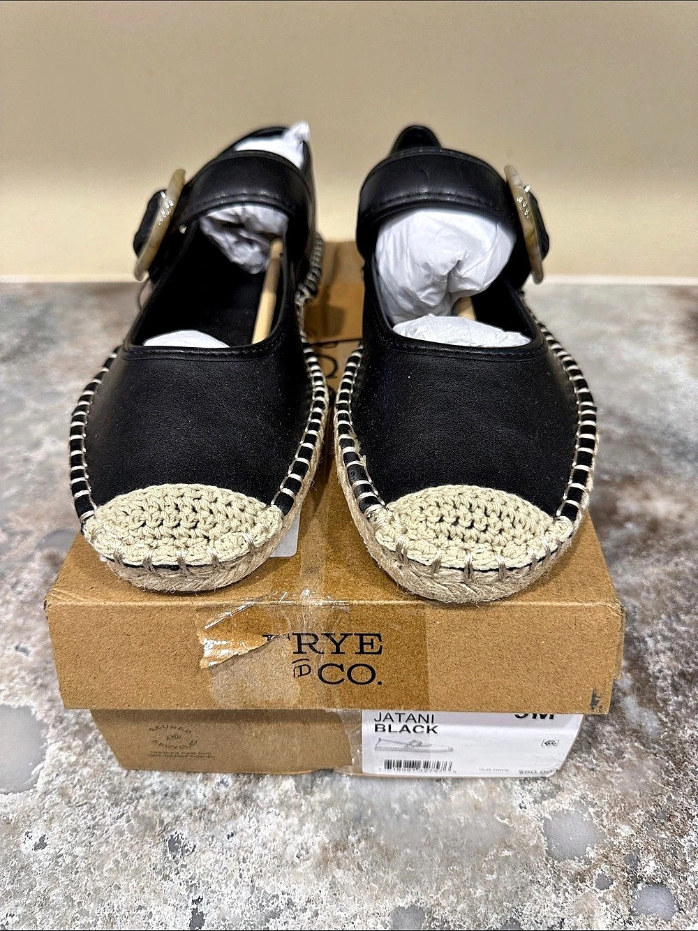 FRye & Co. Black & Cream Espadrille Flats NWT